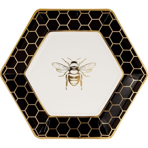 image:imageCR Gibson Honeycomb Hive Gold Foil Dinner Plates TW1225361 Medium 8 Count
