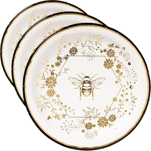 image:imageCR Gibson Honeycomb Hive Gold Foil Lunch Plates 8 Count TW1325361 MediumMedium Pack of 3