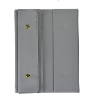 image:imageCR Gibson GMT24051 TriFold Writing Journal Notebook with Tassel Bookmark 244 Lined Pages 625 W x 85 H Leatherette Stone Gray