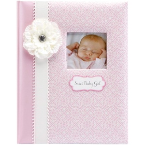 image:imageCR Gibson Pink and White Sweet Baby Girl Bound First Five Years Baby Book 64pgs 10 W x 1175 HPink  White