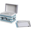 image:imageCR Gibson White Blue Striped Recipe Box with Tab Dividers and Coordinating Recipe Cards 53pc 65 W x 475 H x 425 D