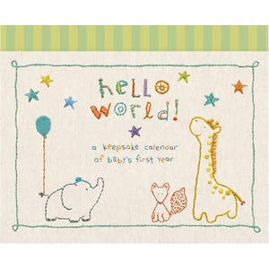 image:imageCR Gibson Animals Hello World Baby Calendar Baby First Year Tracker 11 W x 18 H92W x 04H