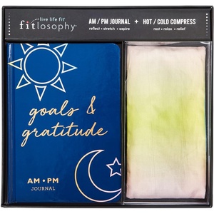image:imageFitlosophy FK24417 Goals and Gratitude AM PM Guided Journal Kit with HotCold Compress 2pcs