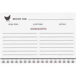 image:imageCR Gibson Q1222723 Home Cooked Recipes Recipe Cards 6 W x 4 H  Recipe Cards Feature Chicken Theme Artwork and Black Gingham Border
