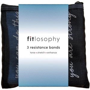 image:imageCR Gibson Fitlosophy Resistance Band Set  3 Resistance Bands and Storage Pouch Compact Workout Set Portable Fitness