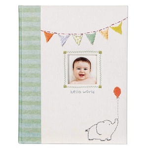 image:imageCR Gibson B212683 Elephant Hello World First Five Years Unisex Memory Baby Book 64pgs 10 W x 1175 HGreen and beige