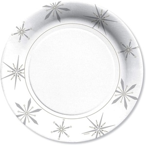 image:imageLenox Federal Platinum Snowflake Christmas Disposable Paper Plates 105 D 8pcs